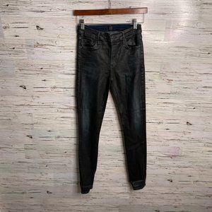 Citizens of Humanity Rocket Slick High Rise Jeans Coated Black Skinny Size 29